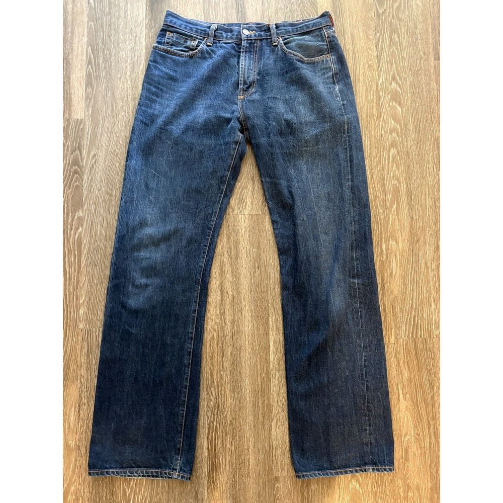 Jean Shop Selvedge Denim Jeans Mens 34x35 Long Relaxed Fit USA Raw Indigo
